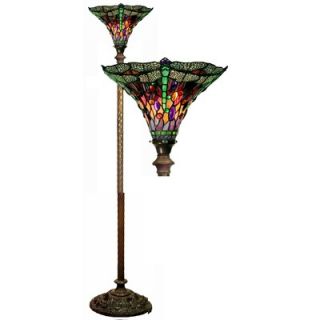 Warehouse of Tiffany Dragonfly Red / Purple Torchiere Lamp   1509