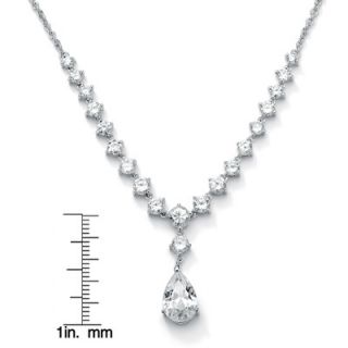 Palm Beach Jewelry Silvertone Round and Pear Shaped Cubic Zirconia Y