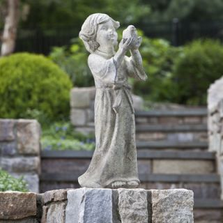 Alfresco Home Child Holding Bird Statue