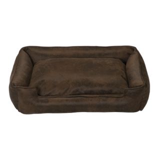 Faux Leather Lounge Dog Bed in Cognac
