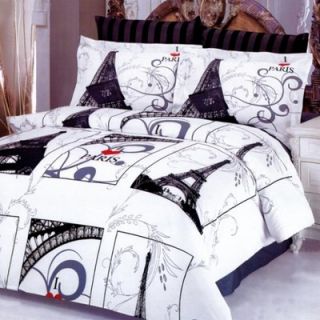Le Vele Eiffel Gray 6 Piece Full / Queen Duvet Cover Bed in a Bag Set