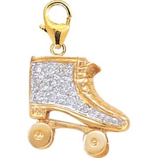 EZ Charms 14K Yellow Gold Diamond Roller Skate Charm