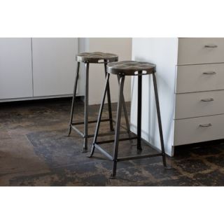 CG Sparks Metal Tufted Counter Stool in Natural (Set of 2)
