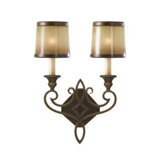 Feiss Justine Wall Sconce in Astral Bronze with Aged Oak Glass Shades