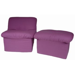 Cloud Chair and Ottoman in Purple Canvas