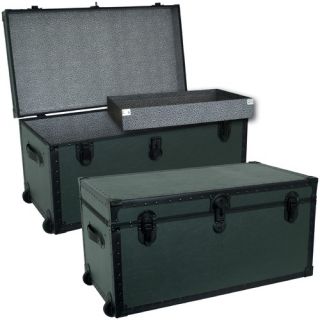 Garrison Oversize Trunk in Olive Green with Black Binding