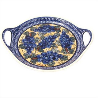 Polish Pottery 13 Round Serving Tray with Handles   Pattern DU8