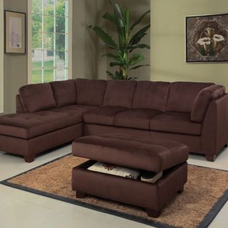 Abbyson Living Deana Sectional Microsuede Sofa and Storage