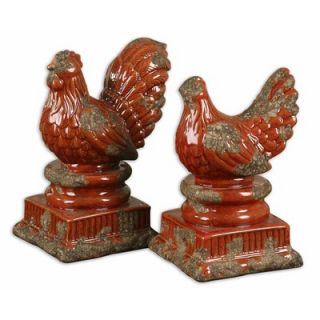 Uttermost Serka Sculptures in Distressed Tomato Red (Set of 2