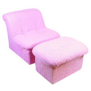 Fun Furnishings Cloud Chair and Ottoman in Pink Chenille