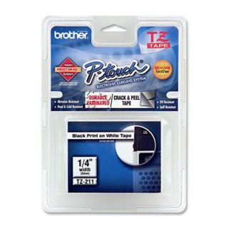 Brother Laminated Tape Cartridge, For TZ Models, 1/4, Black/White