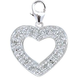 EZ Charms 14K White Gold Diamond Heart Charm