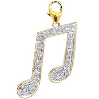 EZ Charms 14K Yellow Gold Diamond Musical Note Charm