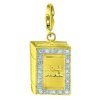 EZ Charms 14K 1.63 Grams Yellow Gold Diamond 0.08Ct Holy Bible Charm