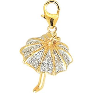 EZ Charms 14K Yellow Gold Diamond Umbrella Charm
