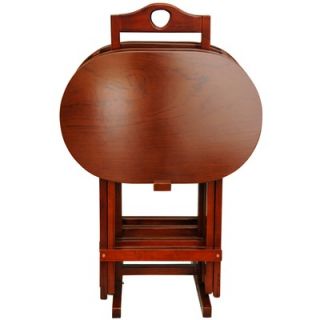 Oriental Furniture 5 Piece TV Tray Set in Reddish Honey   ST TTS01
