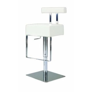 Chintaly Adjustable Upholstered Swivel Stool in White   0812 AS WHT