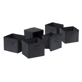 Winsome Verona Storage Shelf with 6 Foldable Black Fabric Baskets