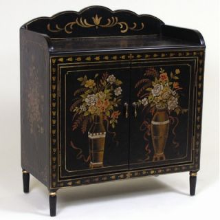 AA Importing Two Door Cabinet with Floral Design in Black