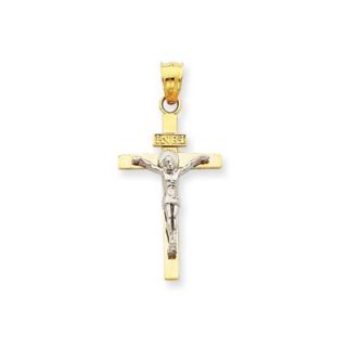 Jewelryweb 14K Two tone INRI Crucifix Pendant   QTP105942NC