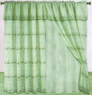 Sets Spring Green Sage Embroidery Curtain Bed in A Bag