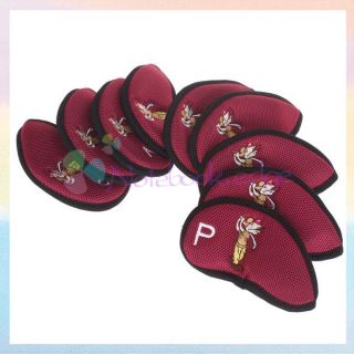9pcs Neoprene Golf Club Iron Putter Head Cover Set Protection Case
