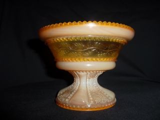 Greentown Glass Holly Amber or Golden Agate 4 3 4 High Footed Jelly