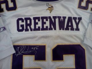 Signed Chad Greenway Minnesota Vikings White Jersey