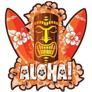 Hawaiian Orange Tiki Sticker Decal from Hawaii