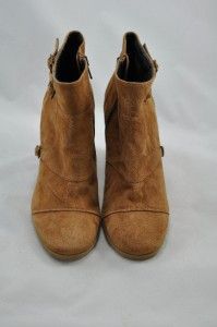 Crew Greer Wedge Ankle Boots Booties 8 Cognac $268 New Shoes