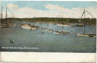 Harvard Yale Boat Race New London CT Connecticut c1907 Postcard