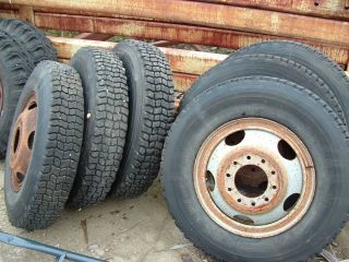 Goodyear Unisteel TD Truck Tires Set of 6 8 25 R20s with 10 Lug Rims
