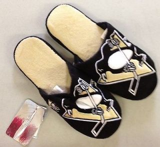 Pair Pittsburgh Penguins Big Logo Slippers 2011 NEW NHL   TWO TONED
