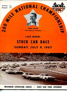 USAC Stock Car Race Program July 9 1967 Wisconsin State Fair Park