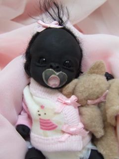 OOAK Baby Gorilla Monkey Sculpted Polymer Clay Art Doll Poseable Teddy