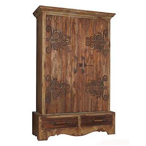 84 tall rustic Armoire antiqued wood oversized ornate hinges