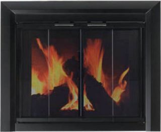 Pleasant Hearth Glass Fireplace Door Clairmont Black Small CM 3010