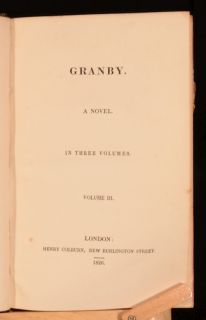 1826 3VOL Thomas Lister Granby A Novel First Edition