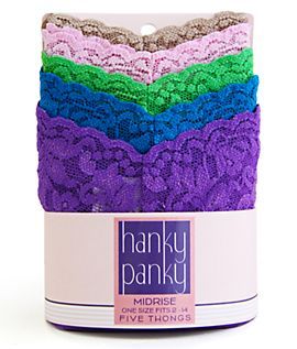 Hanky Panky Modal Lace Mid Rise Thongs 5 Pack Panty