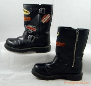 Harley Davidson kids boots youth 1 M black with logo patches