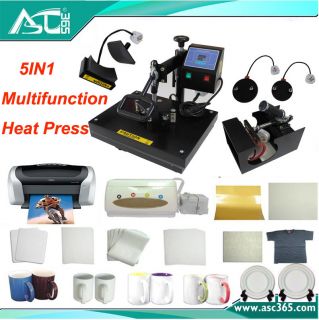 5in1 Heat Press Sublimation Transfer Cap Cup Mug Plate T shirts