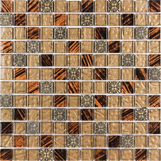  Bathroom Deco Stone Brown Orange Tiger Pattern Glass Mosaic Tile