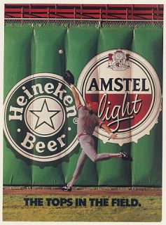 1992 Heineken Amstel Light Beer Tops Field Baseball Ad
