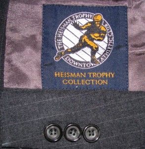 40L Dark Gray Pinstripe Heisman Trophy Wool Suit 34W x 31L Union Made