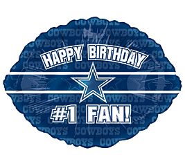 NFL Dallas Cowboys #1 Fan Happy Birthday 18 Football Shaped Foil