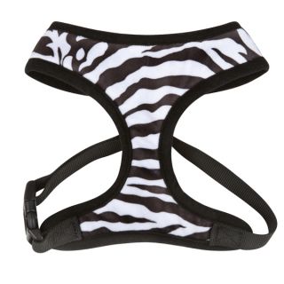 Plush Zebra Soft Collar Dog Harness East Side Collection Black White