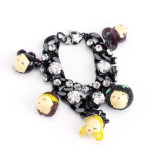 Harajuku Lovers Black Chain Dolls Bracelet Charm NWT Org 120 by Gwen