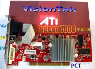 Graphics Video Card ATi Radeon 7000 64MB DDR VT RAD7K 64P pci graphics