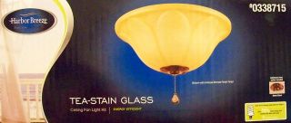 Harbor Breeze Tea Stain Frosted Glass Ceiling Fan Light Kit w 2 Finial