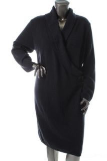 Ralph Lauren New Haddon Hall Gray Faux Wrap Long Sleeve Sweaterdress